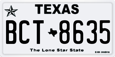 TX license plate BCT8635