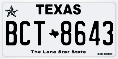 TX license plate BCT8643
