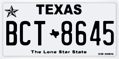 TX license plate BCT8645