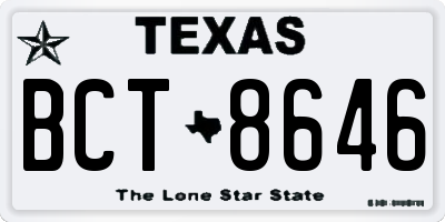 TX license plate BCT8646