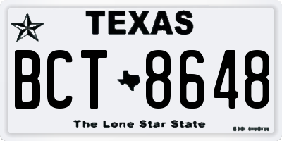 TX license plate BCT8648