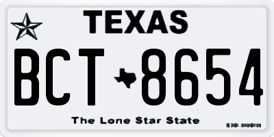 TX license plate BCT8654