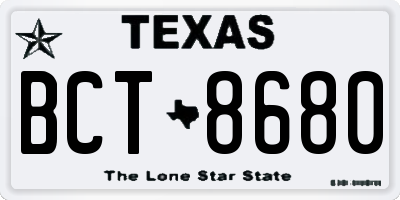 TX license plate BCT8680