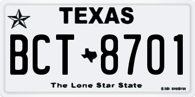 TX license plate BCT8701