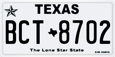 TX license plate BCT8702
