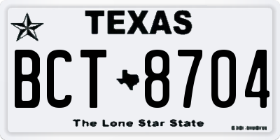 TX license plate BCT8704