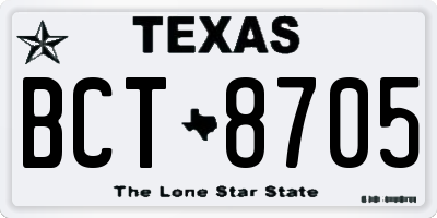 TX license plate BCT8705