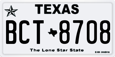 TX license plate BCT8708