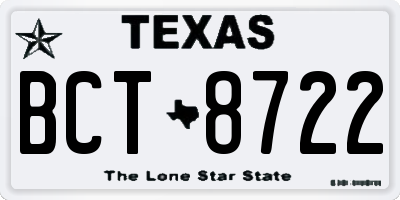 TX license plate BCT8722