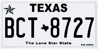 TX license plate BCT8727