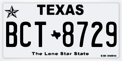 TX license plate BCT8729