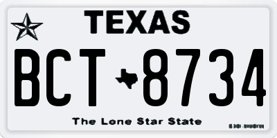 TX license plate BCT8734