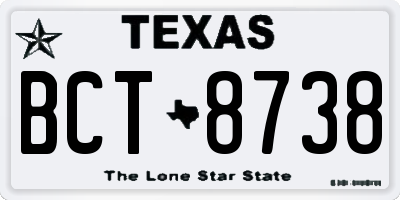 TX license plate BCT8738