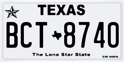 TX license plate BCT8740