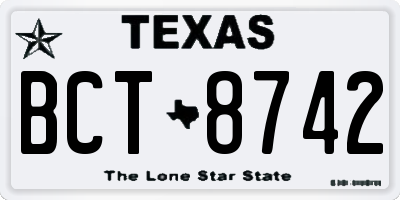 TX license plate BCT8742