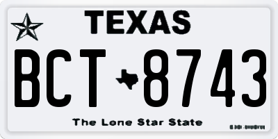 TX license plate BCT8743