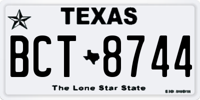 TX license plate BCT8744
