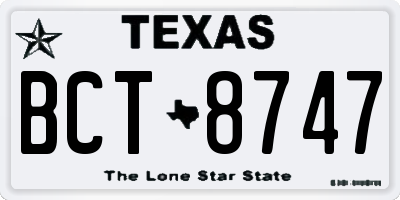 TX license plate BCT8747