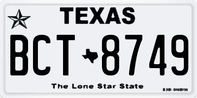 TX license plate BCT8749