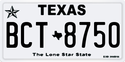 TX license plate BCT8750