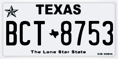 TX license plate BCT8753