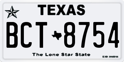 TX license plate BCT8754