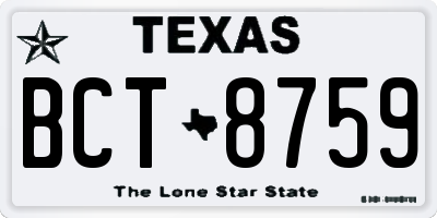 TX license plate BCT8759