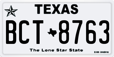 TX license plate BCT8763