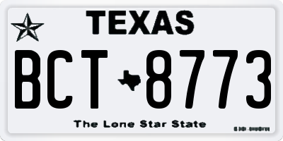 TX license plate BCT8773