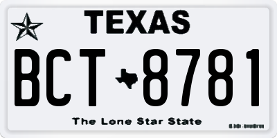 TX license plate BCT8781