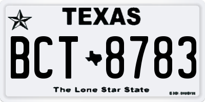 TX license plate BCT8783