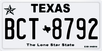 TX license plate BCT8792