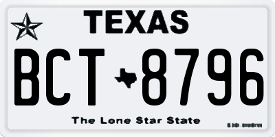 TX license plate BCT8796