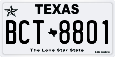 TX license plate BCT8801