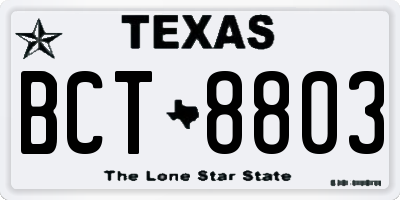 TX license plate BCT8803