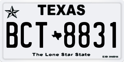 TX license plate BCT8831