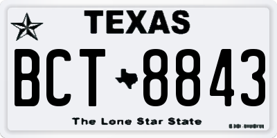 TX license plate BCT8843