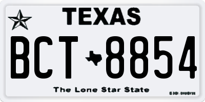 TX license plate BCT8854