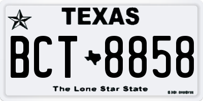 TX license plate BCT8858
