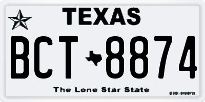 TX license plate BCT8874