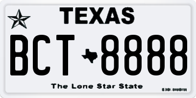TX license plate BCT8888