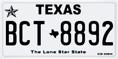 TX license plate BCT8892