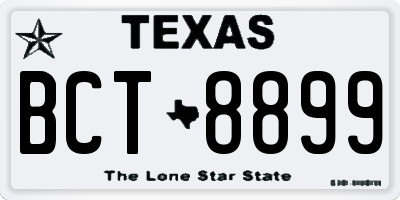 TX license plate BCT8899