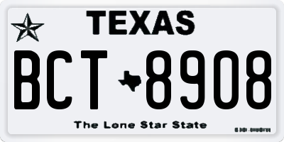 TX license plate BCT8908