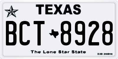 TX license plate BCT8928