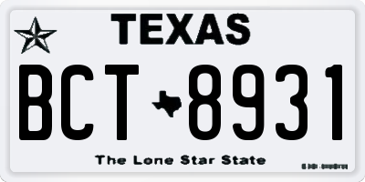 TX license plate BCT8931
