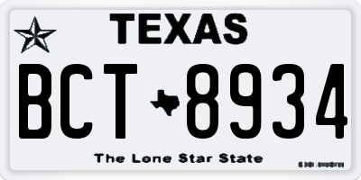 TX license plate BCT8934