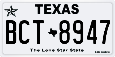 TX license plate BCT8947