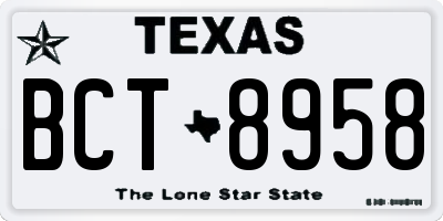 TX license plate BCT8958