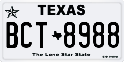 TX license plate BCT8988